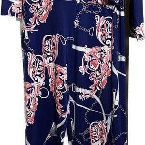 Elegant Navy Jumpsuit with Pink Chain Design